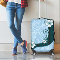 Polynesia Hibiscus Luggage Cover Sky Blue Curve Motif - Polynesian Pride