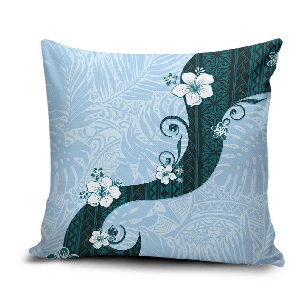 Polynesia Hibiscus Pillow Cover Sky Blue Curve Motif LT05 Blue - Polynesian Pride