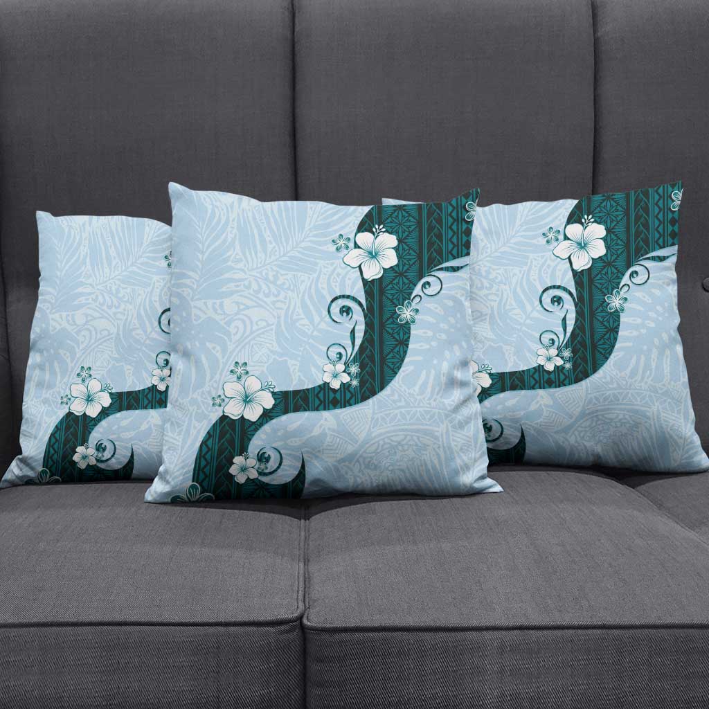 Polynesia Hibiscus Pillow Cover Sky Blue Curve Motif LT05 - Polynesian Pride