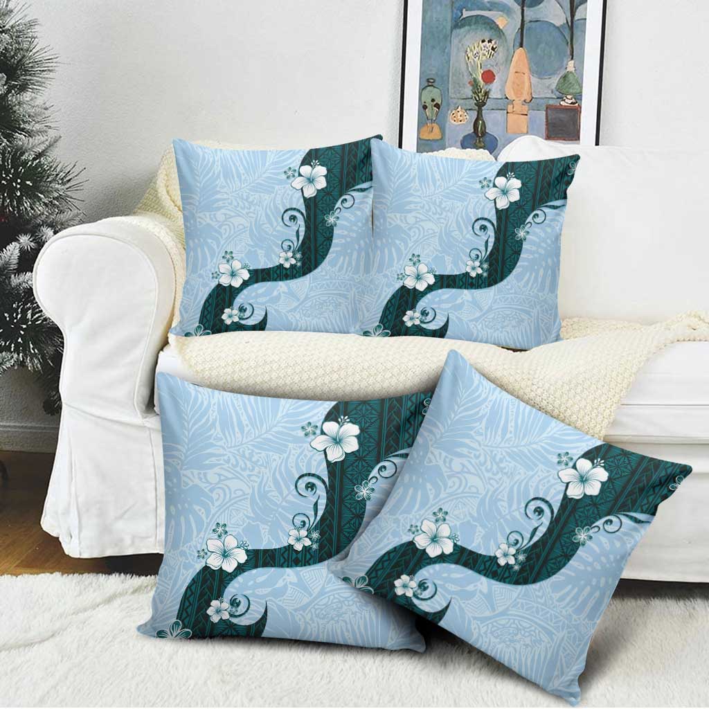 Polynesia Hibiscus Pillow Cover Sky Blue Curve Motif LT05 - Polynesian Pride