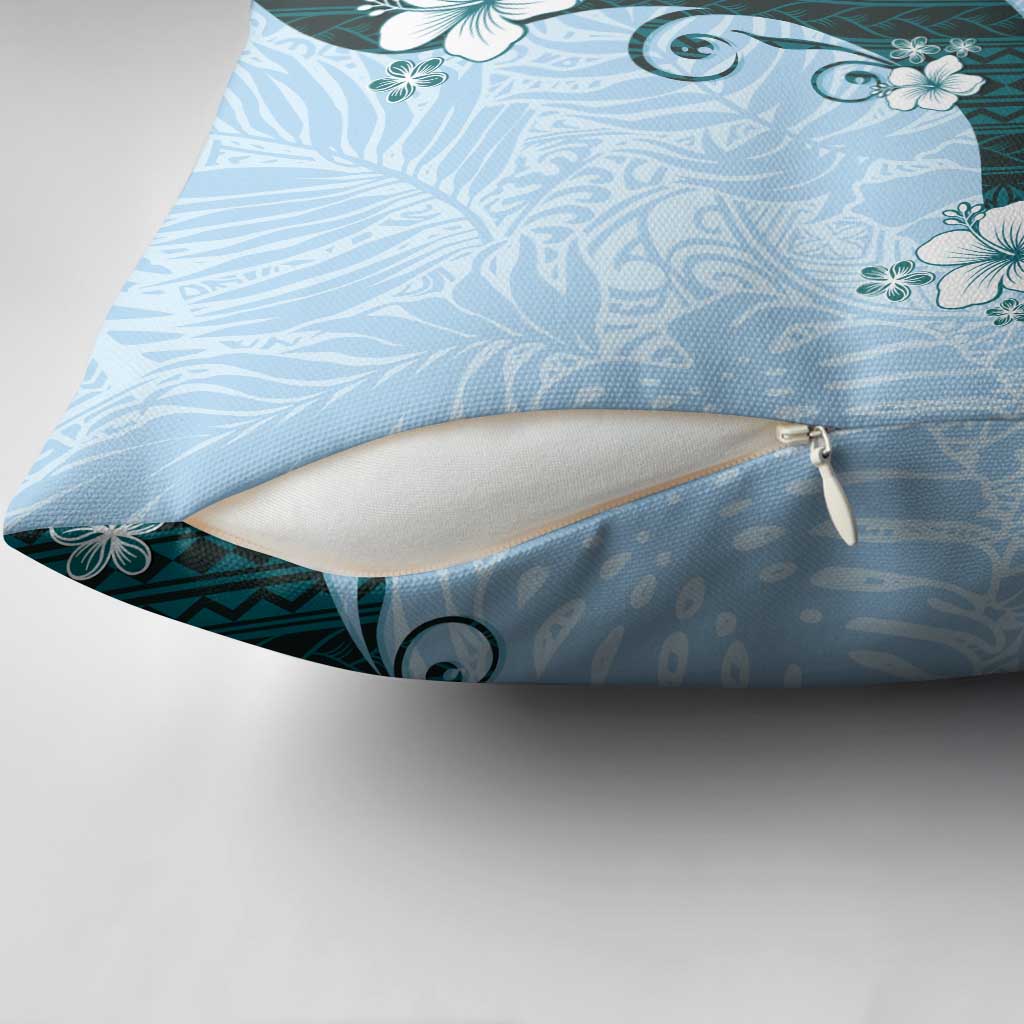 Polynesia Hibiscus Pillow Cover Sky Blue Curve Motif LT05 - Polynesian Pride