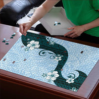 Polynesia Hibiscus Puzzle Sky Blue Curve Motif - Polynesian Pride
