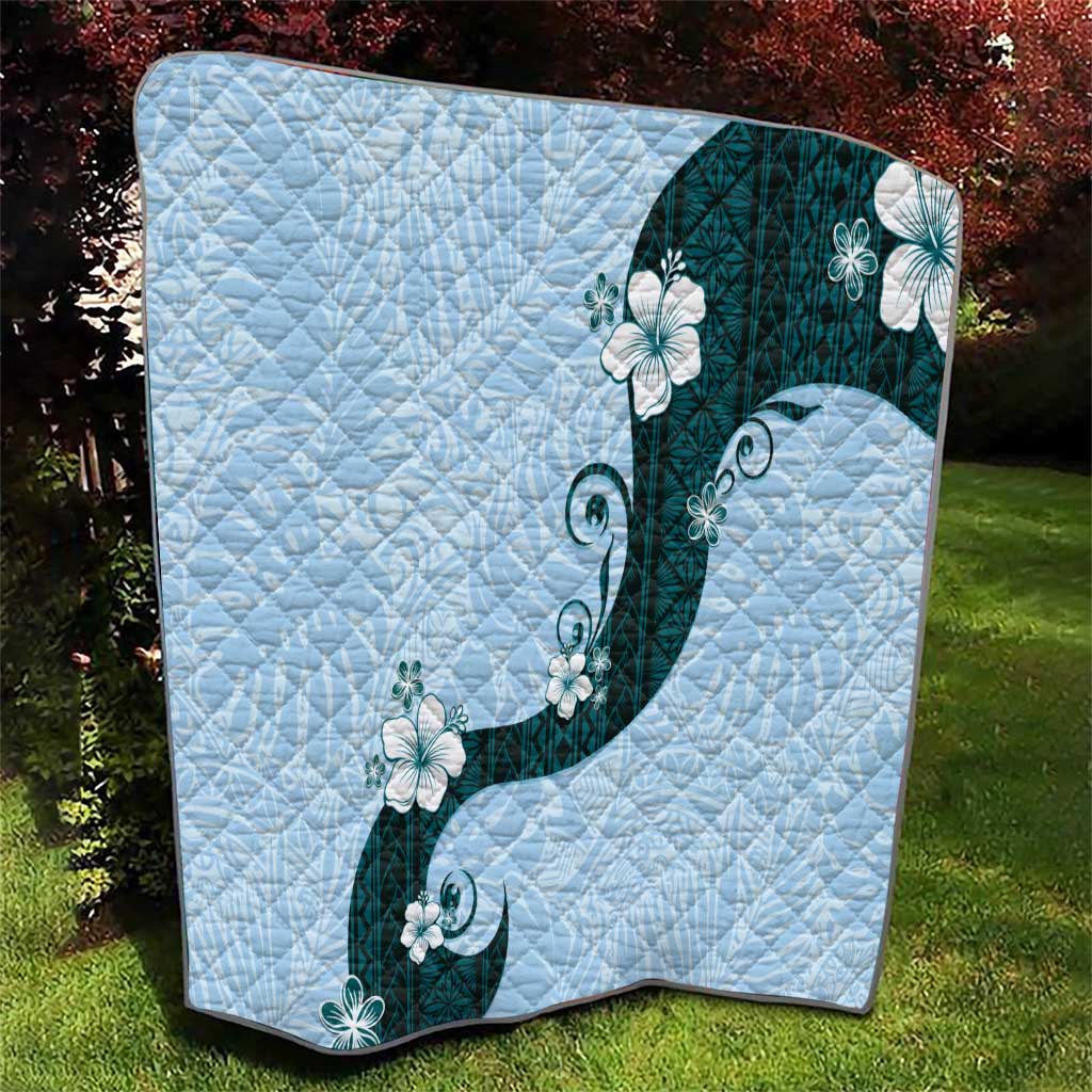 Polynesia Hibiscus Quilt Sky Blue Curve Motif LT05 - Polynesian Pride