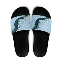 Polynesia Hibiscus Slide Sandals Sky Blue Curve Motif LT05 Blue - Polynesian Pride