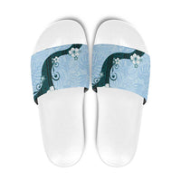 Polynesia Hibiscus Slide Sandals Sky Blue Curve Motif LT05 Blue - Polynesian Pride