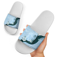 Polynesia Hibiscus Slide Sandals Sky Blue Curve Motif LT05 - Polynesian Pride