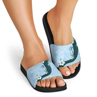 Polynesia Hibiscus Slide Sandals Sky Blue Curve Motif LT05 - Polynesian Pride