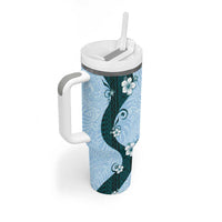Polynesia Hibiscus Tumbler With Handle Sky Blue Curve Motif LT05 - Polynesian Pride