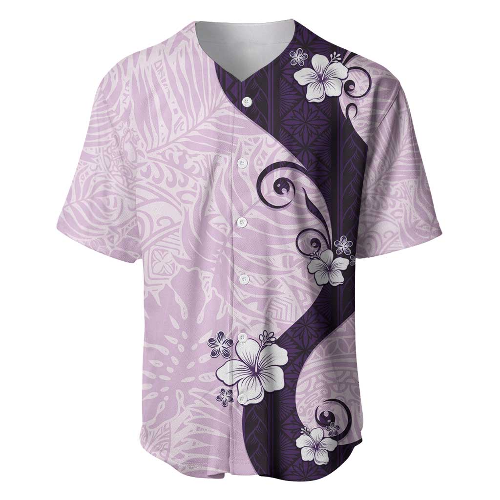 Polynesia Hibiscus Baseball Jersey Thistle Curve Motif LT05 Purple - Polynesian Pride