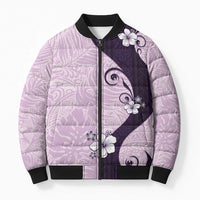 Polynesia Hibiscus Bomber Puffer Jacket Thistle Curve Motif - Polynesian Pride