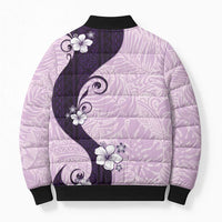 Polynesia Hibiscus Bomber Puffer Jacket Thistle Curve Motif - Polynesian Pride