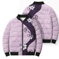 Polynesia Hibiscus Bomber Puffer Jacket Thistle Curve Motif - Polynesian Pride