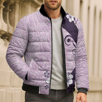 Polynesia Hibiscus Bomber Puffer Jacket Thistle Curve Motif - Polynesian Pride