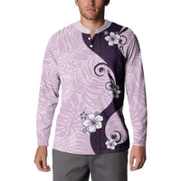 Polynesia Hibiscus Button Sweatshirt Thistle Curve Motif - Polynesian Pride