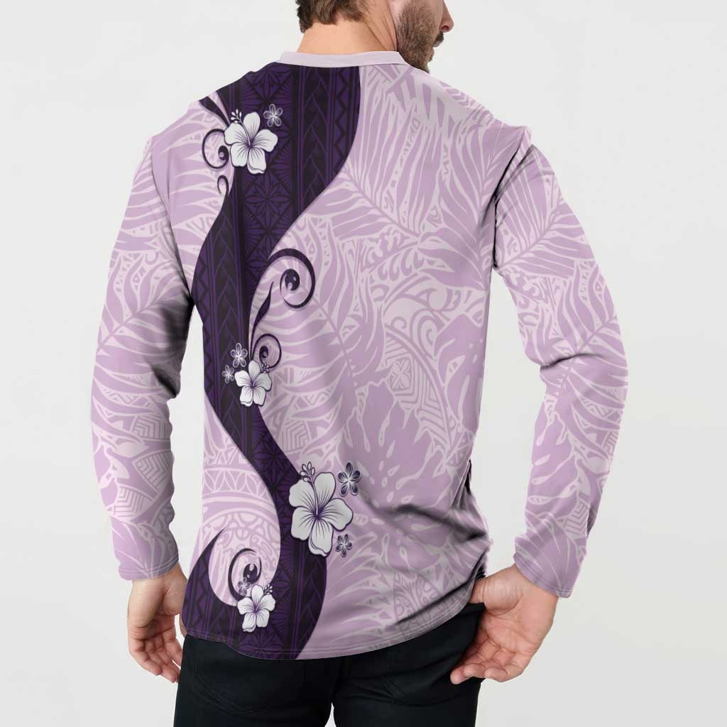 Polynesia Hibiscus Button Sweatshirt Thistle Curve Motif - Polynesian Pride