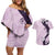 Polynesia Hibiscus Couples Matching Off Shoulder Short Dress and Hawaiian Shirt Thistle Curve Motif - Polynesian Pride