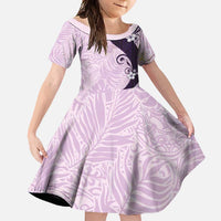 Polynesia Hibiscus Family Matching Off Shoulder Maxi Dress and Hawaiian Shirt Thistle Curve Motif LT05 Daughter's Dress Purple - Polynesian Pride