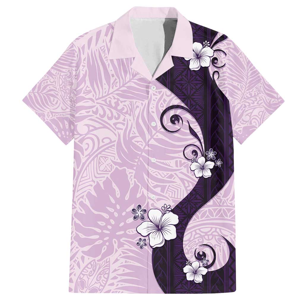 Polynesia Hibiscus Family Matching Off Shoulder Maxi Dress and Hawaiian Shirt Thistle Curve Motif LT05 Dad's Shirt - Short Sleeve Purple - Polynesian Pride