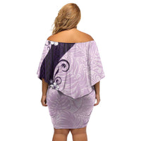 Polynesia Hibiscus Family Matching Off Shoulder Short Dress and Hawaiian Shirt Thistle Curve Motif - Polynesian Pride