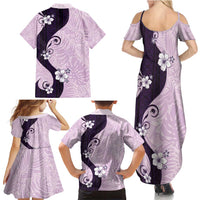 Polynesia Hibiscus Family Matching Summer Maxi Dress and Hawaiian Shirt Thistle Curve Motif LT05 - Polynesian Pride