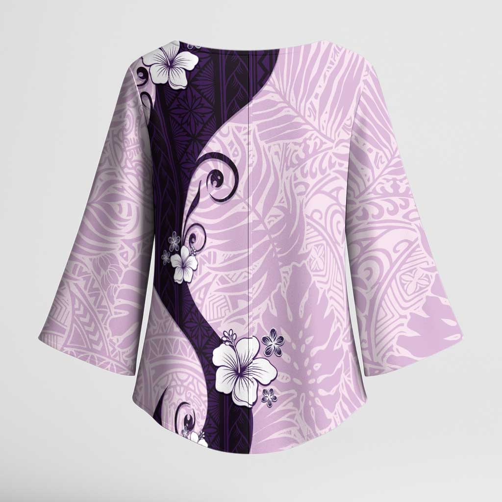 Polynesia Hibiscus Kimono Sleeve Blouse Thistle Curve Motif - Polynesian Pride