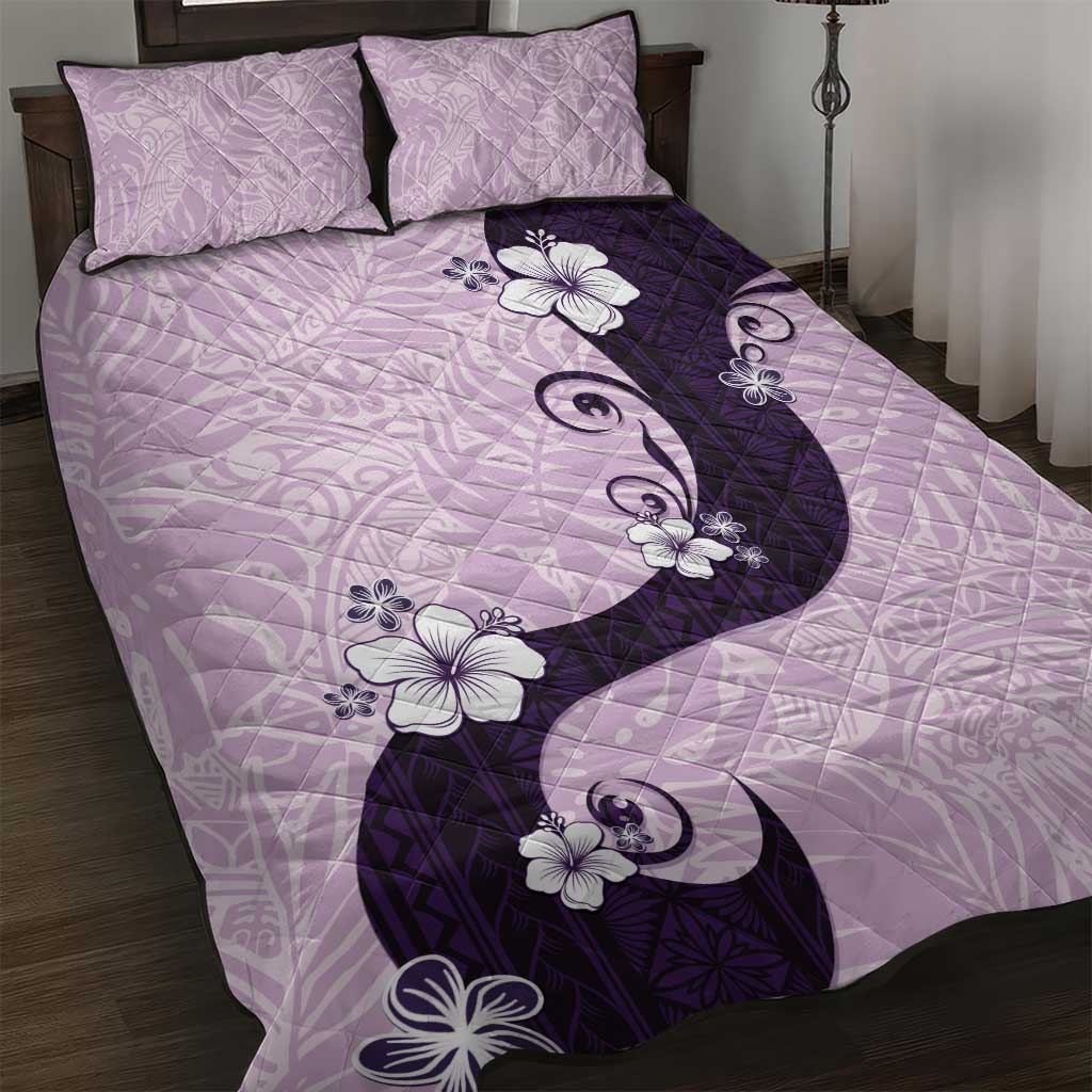 Polynesia Hibiscus Quilt Bed Set Thistle Curve Motif - Polynesian Pride
