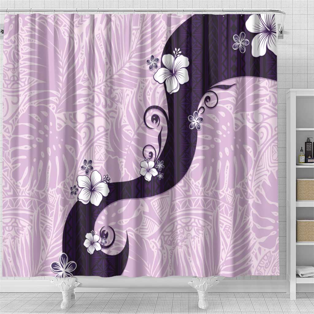 Polynesia Hibiscus Shower Curtain Thistle Curve Motif - Polynesian Pride