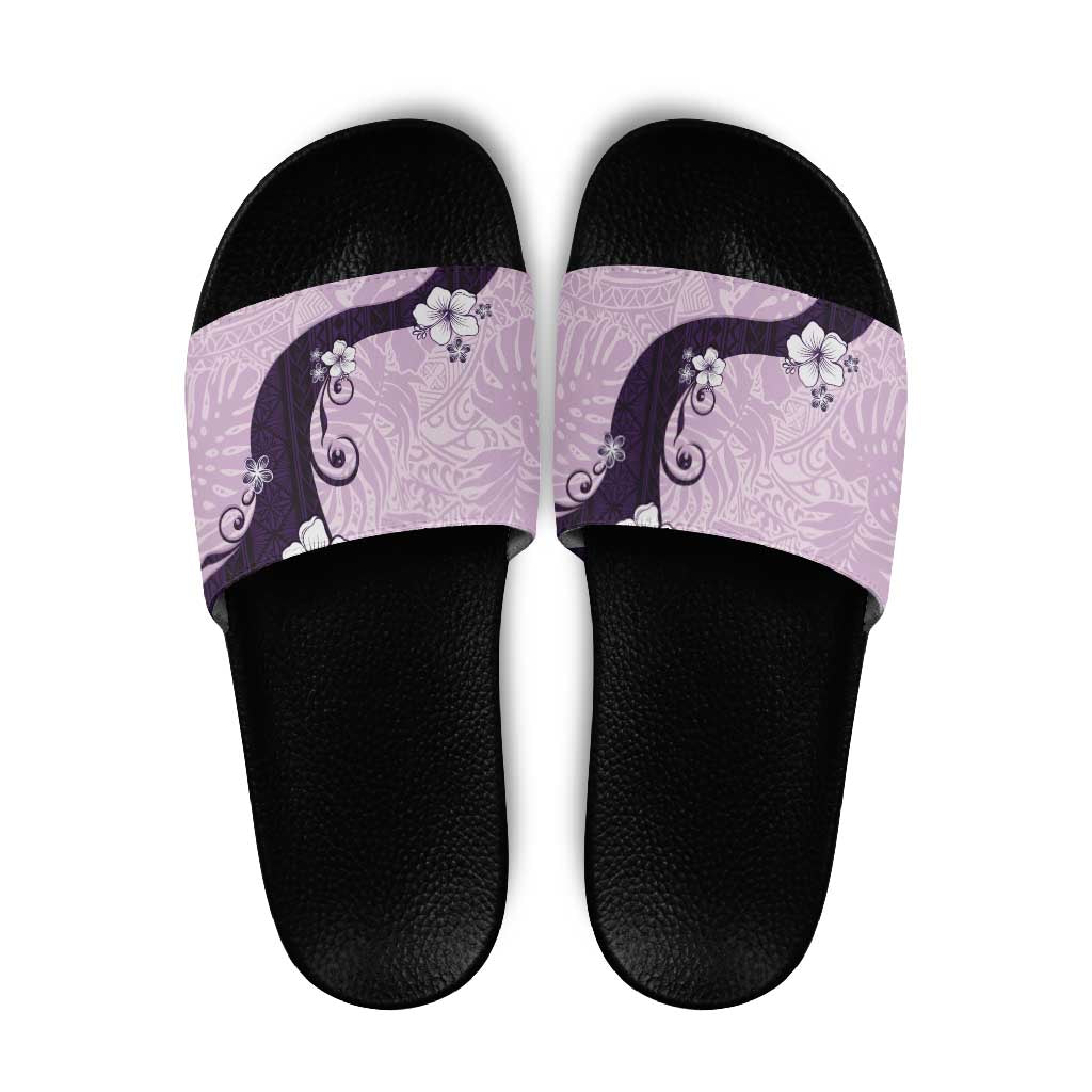 Polynesia Hibiscus Slide Sandals Thistle Curve Motif LT05 Purple - Polynesian Pride
