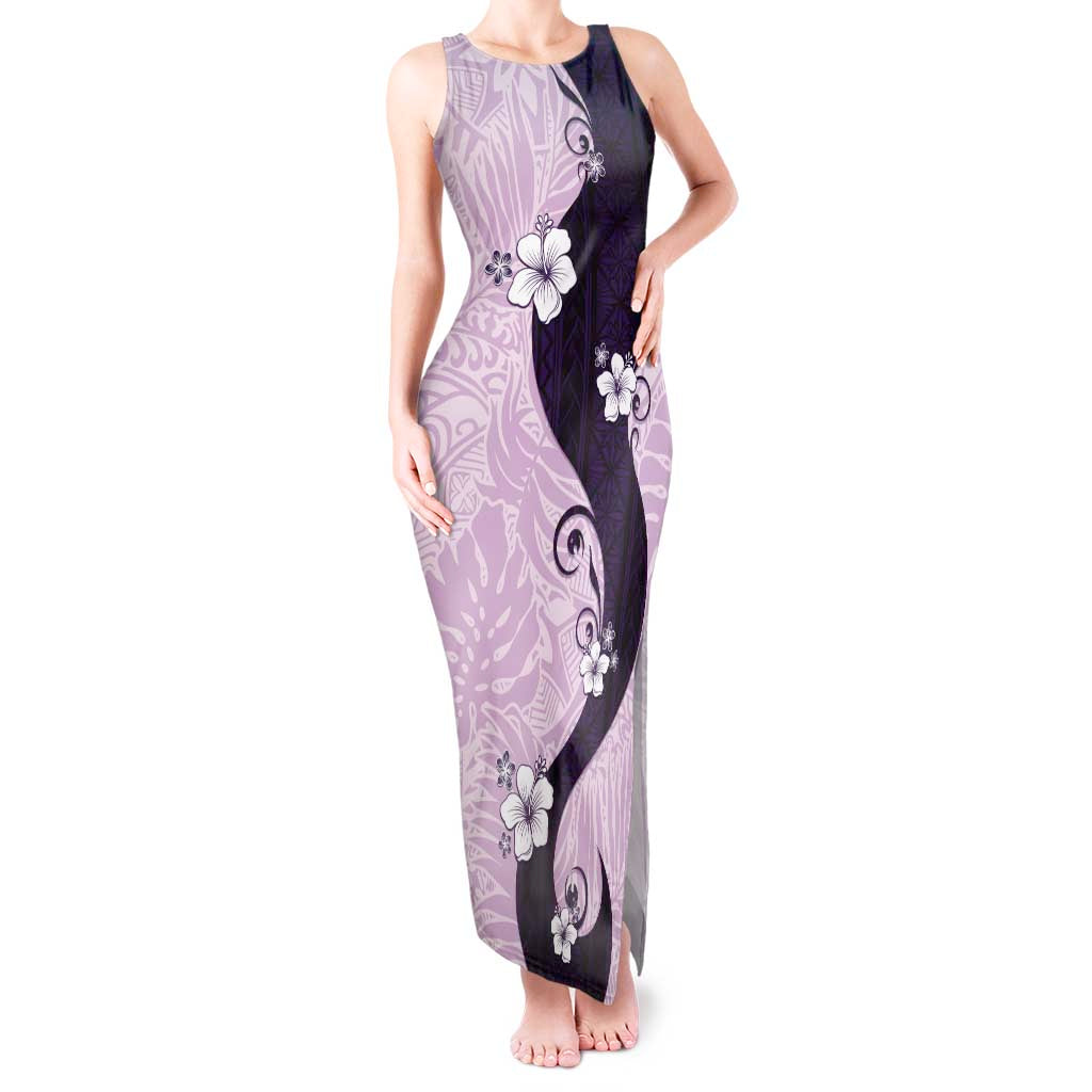 Polynesia Hibiscus Tank Maxi Dress Thistle Curve Motif - Polynesian Pride