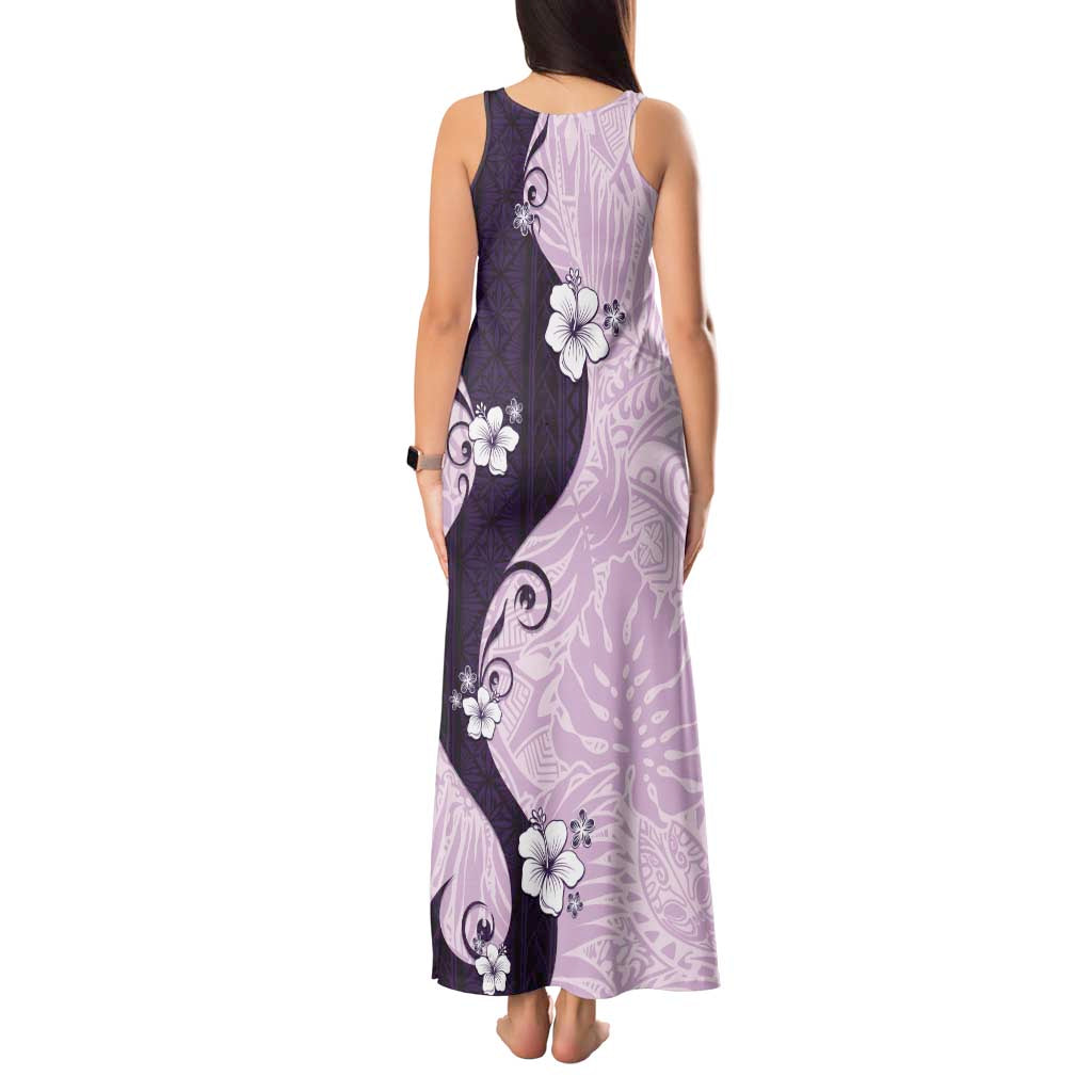 Polynesia Hibiscus Tank Maxi Dress Thistle Curve Motif - Polynesian Pride