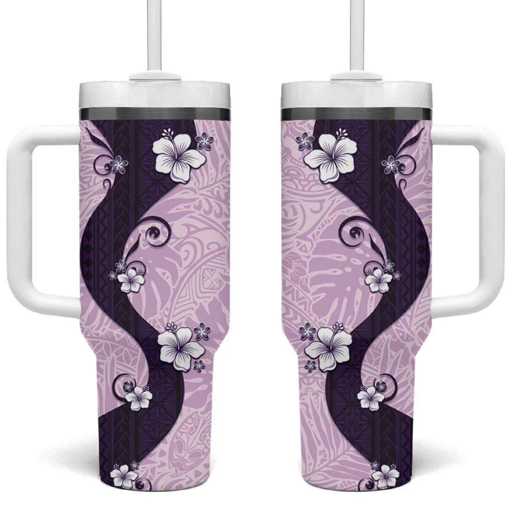 Polynesia Hibiscus Tumbler With Handle Thistle Curve Motif LT05 One Size: 40 oz Purple - Polynesian Pride