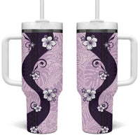 Polynesia Hibiscus Tumbler With Handle Thistle Curve Motif LT05 One Size: 40 oz Purple - Polynesian Pride