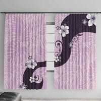 Polynesia Hibiscus Window Curtain Thistle Curve Motif LT05 With Hooks Purple - Polynesian Pride