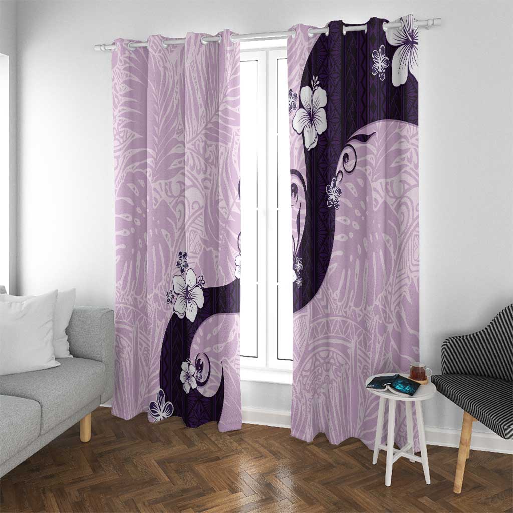 Polynesia Hibiscus Window Curtain Thistle Curve Motif LT05 With Grommets Purple - Polynesian Pride