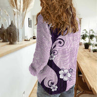 Polynesia Hibiscus Women Casual Shirt Thistle Curve Motif - Polynesian Pride