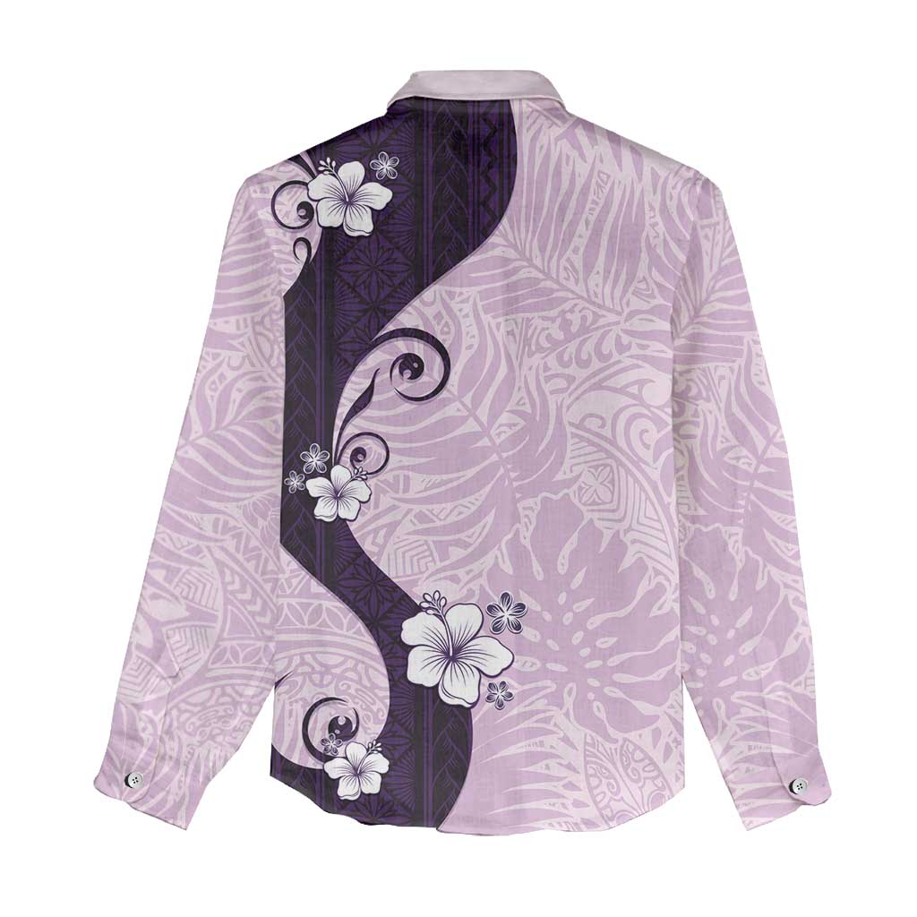 Polynesia Hibiscus Women Casual Shirt Thistle Curve Motif - Polynesian Pride