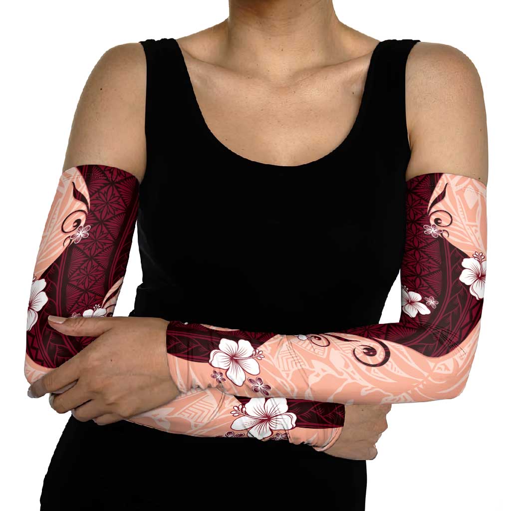 Polynesia Hibiscus Arm Sleeves Rose Bud Curve Motif - Polynesian Pride