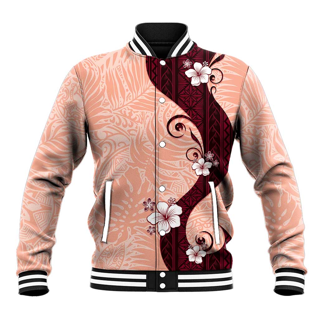 Polynesia Hibiscus Baseball Jacket Rose Bud Curve Motif - Polynesian Pride