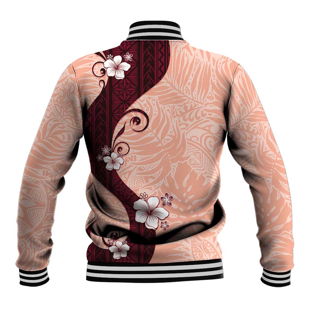 Polynesia Hibiscus Baseball Jacket Rose Bud Curve Motif - Polynesian Pride