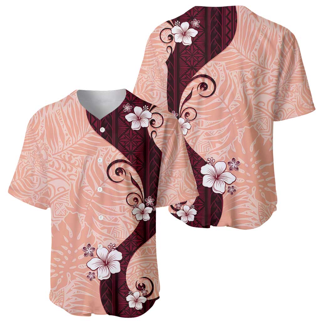Polynesia Hibiscus Baseball Jersey Rose Bud Curve Motif LT05 - Polynesian Pride