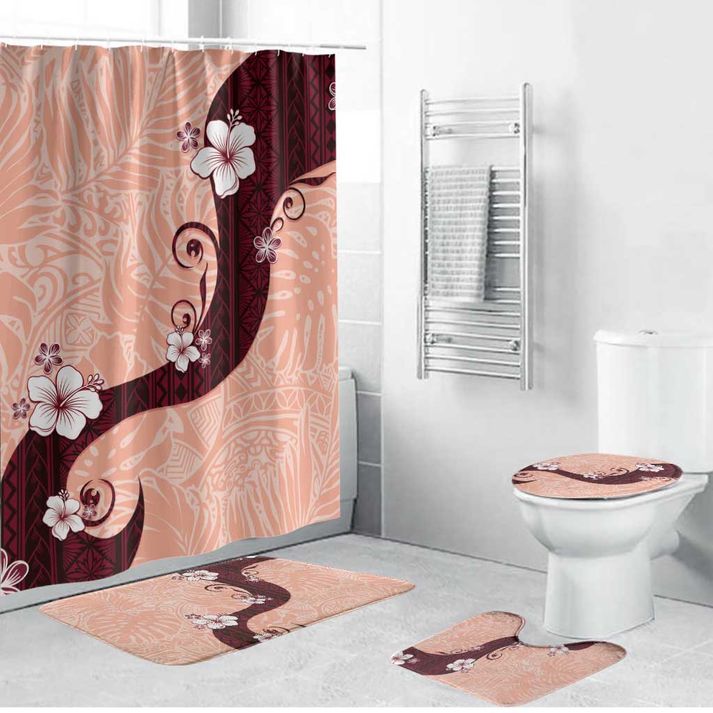 Polynesia Hibiscus Bathroom Set Rose Bud Curve Motif - Polynesian Pride