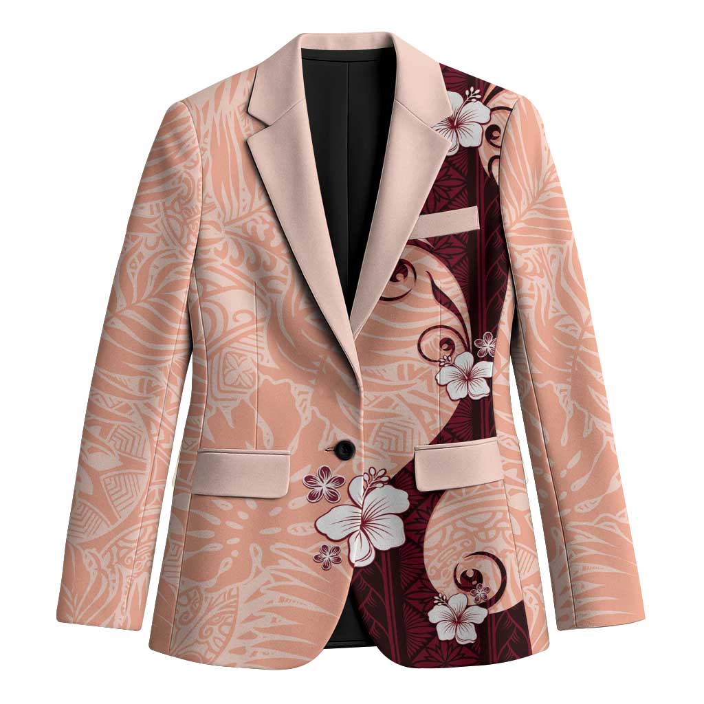 Polynesia Hibiscus Blazer Rose Bud Curve Motif LT05 Unisex Red - Polynesian Pride