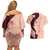 Polynesia Hibiscus Couples Matching Off Shoulder Short Dress and Hawaiian Shirt Rose Bud Curve Motif - Polynesian Pride