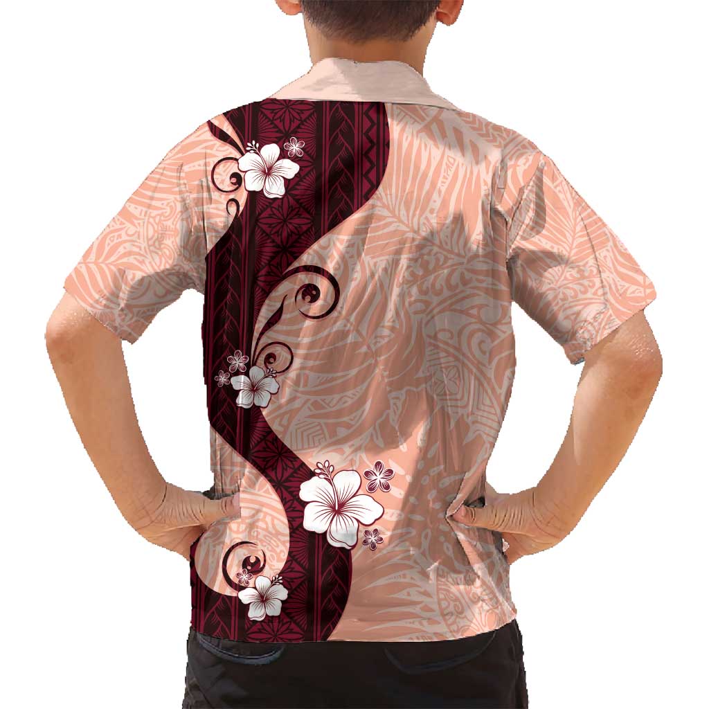 Polynesia Hibiscus Family Matching Off Shoulder Maxi Dress and Hawaiian Shirt Rose Bud Curve Motif LT05 - Polynesian Pride