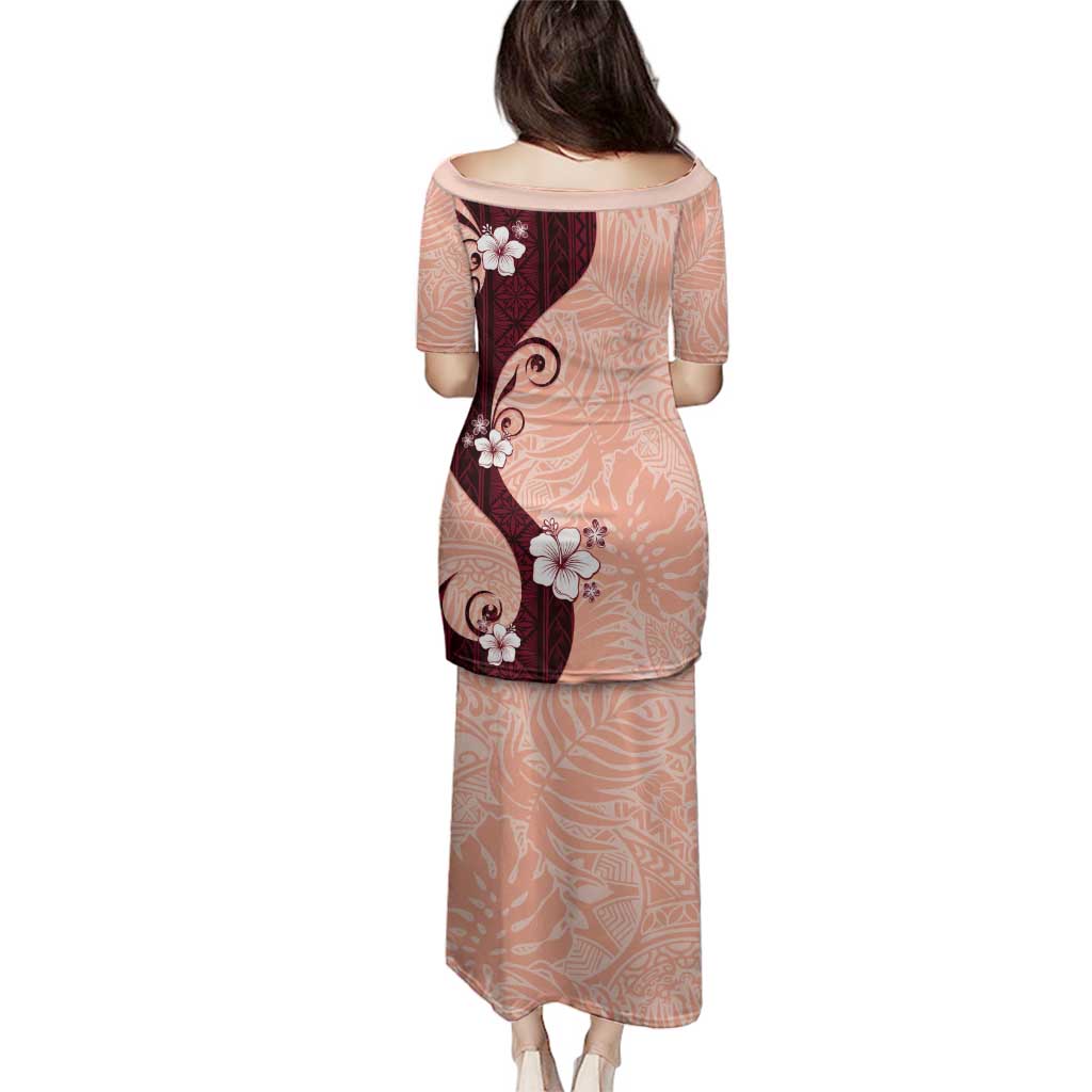 Polynesia Hibiscus Family Matching Puletasi and Hawaiian Shirt Rose Bud Curve Motif LT05 - Polynesian Pride