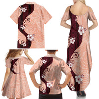 Polynesia Hibiscus Family Matching Summer Maxi Dress and Hawaiian Shirt Rose Bud Curve Motif LT05 - Polynesian Pride