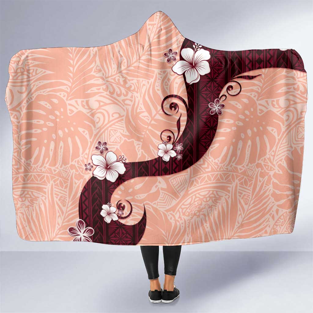 Polynesia Hibiscus Hooded Blanket Rose Bud Curve Motif - Polynesian Pride
