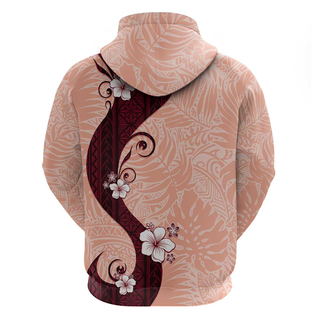 Polynesia Hibiscus Hoodie Rose Bud Curve Motif - Polynesian Pride