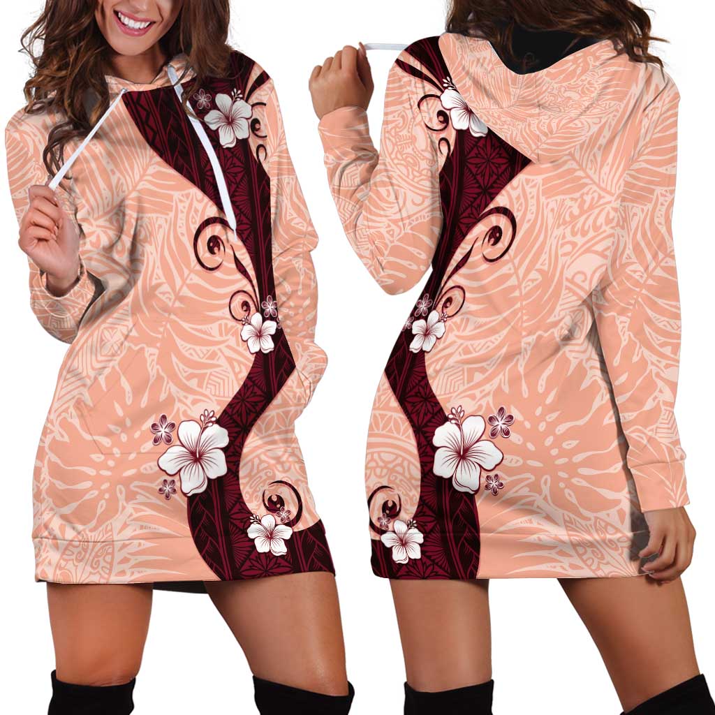 Polynesia Hibiscus Hoodie Dress Rose Bud Curve Motif - Polynesian Pride