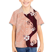 Polynesia Hibiscus Kid Hawaiian Shirt Rose Bud Curve Motif LT05 Kid Red - Polynesian Pride